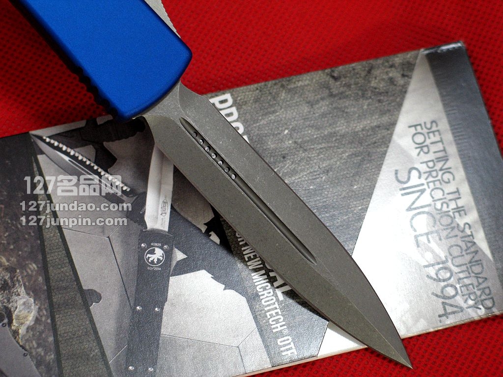 美国微技术 MICROTECH 122-10FR双色柄缎面双锋直跳刀 军刀 