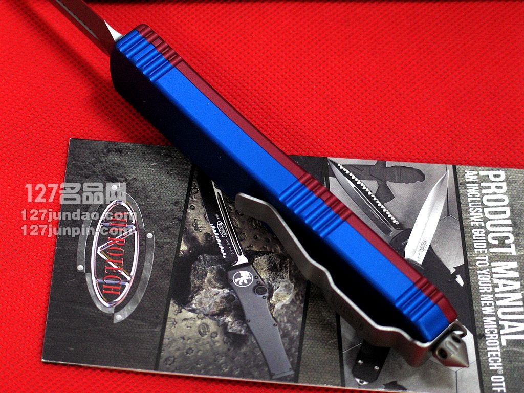 美国微技术 MICROTECH 122-10FR双色柄缎面双锋直跳刀 军刀 