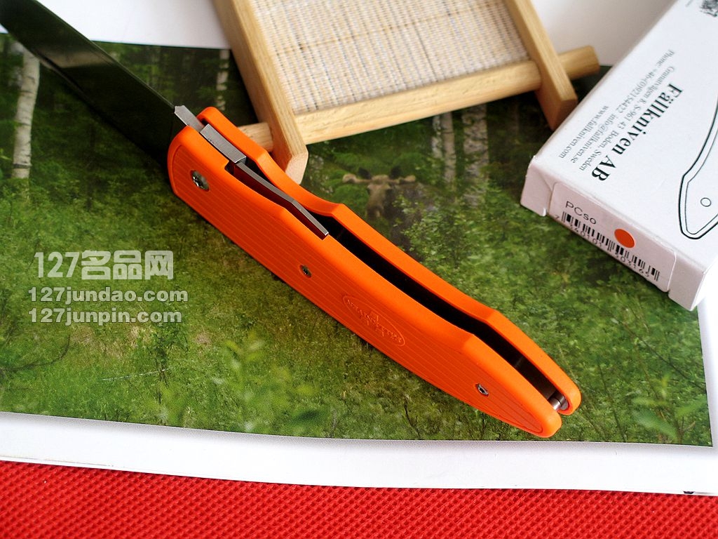 瑞典FK Fallkniven PCSO橘色轻量版超级折刀 福克尼文名刀 127名品