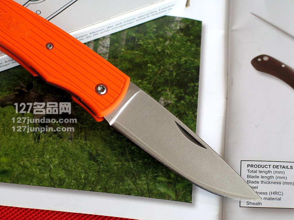 瑞典FK Fallkniven PCSO橘色轻量版超级折刀 福克尼文名刀 127名品