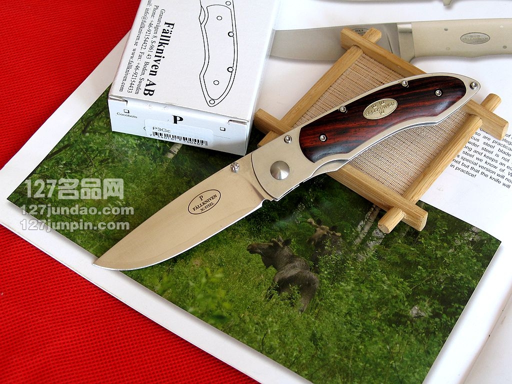 瑞典Fallkniven FK P3GC檀木柄3G钢皇家折刀 福克尼文 127名品网