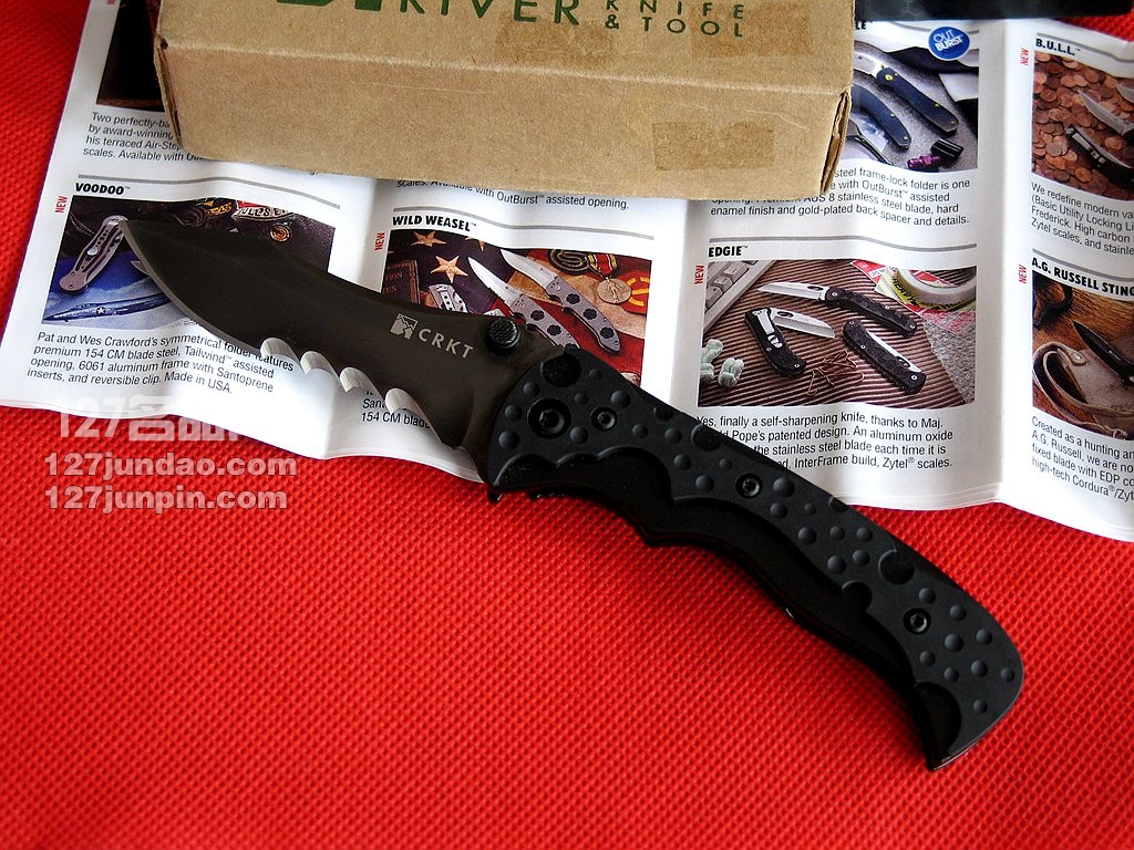 哥伦比亚河CRKT 1093K黑色半齿折刀 127名品网