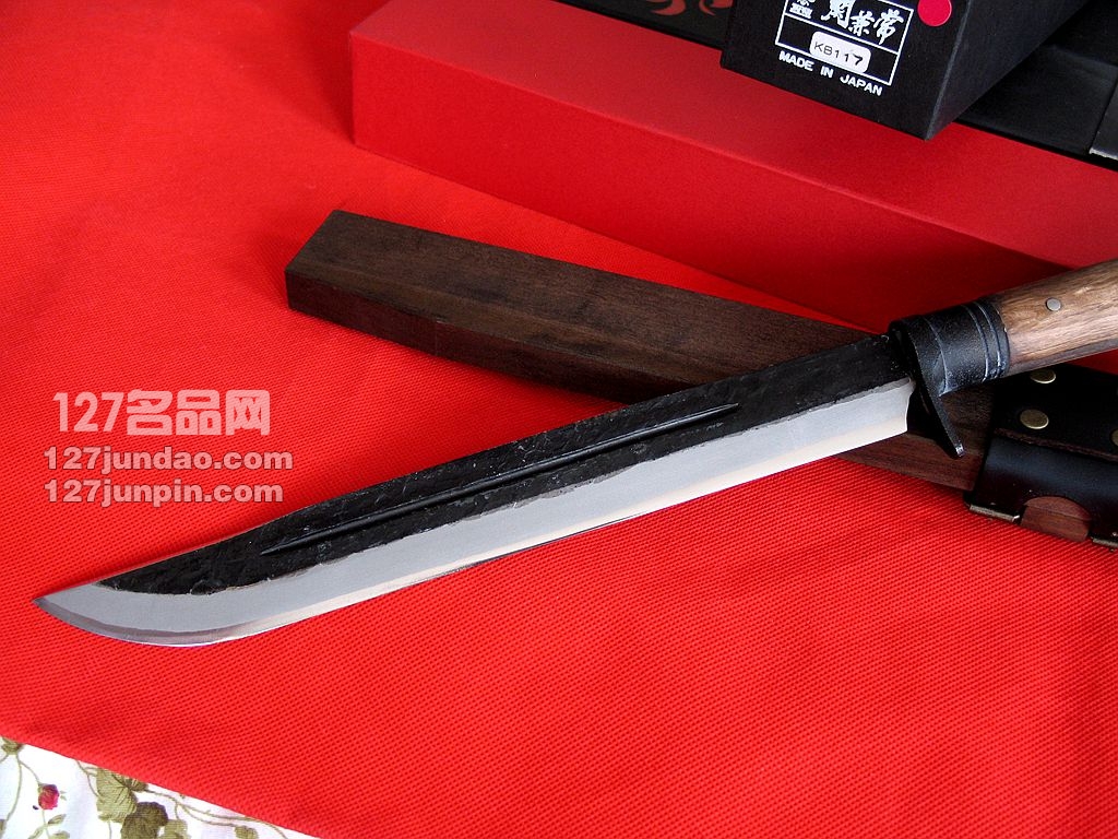 日本关兼常Kanetsune KB-117 超级蓝钢大号橡木柄直刀