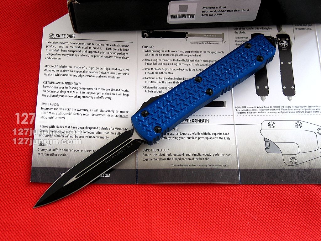 美国微技术MICROTECH  MKII双锋刃直跳刀 军刀 127名品网