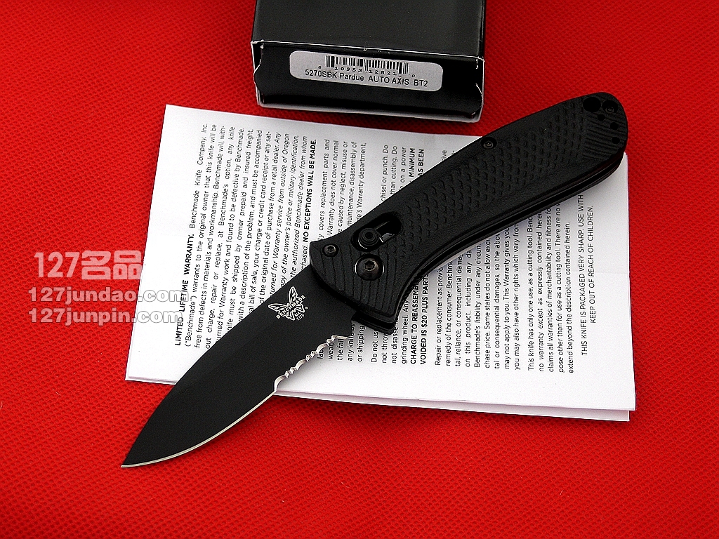 美国蝴蝶Benchmade 527SBK助力快开战术折刀 127名品网 