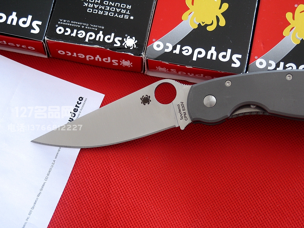 美国蜘蛛SPYDERCO C36TIP  127名刀网钛金属柄军用战术折刀