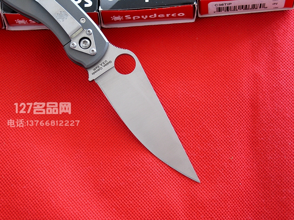 美国蜘蛛SPYDERCO C36TIP  127名刀网钛金属柄军用战术折刀