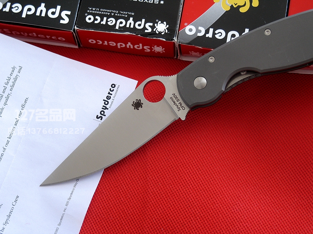 美国蜘蛛SPYDERCO C36TIP  127名刀网钛金属柄军用战术折刀