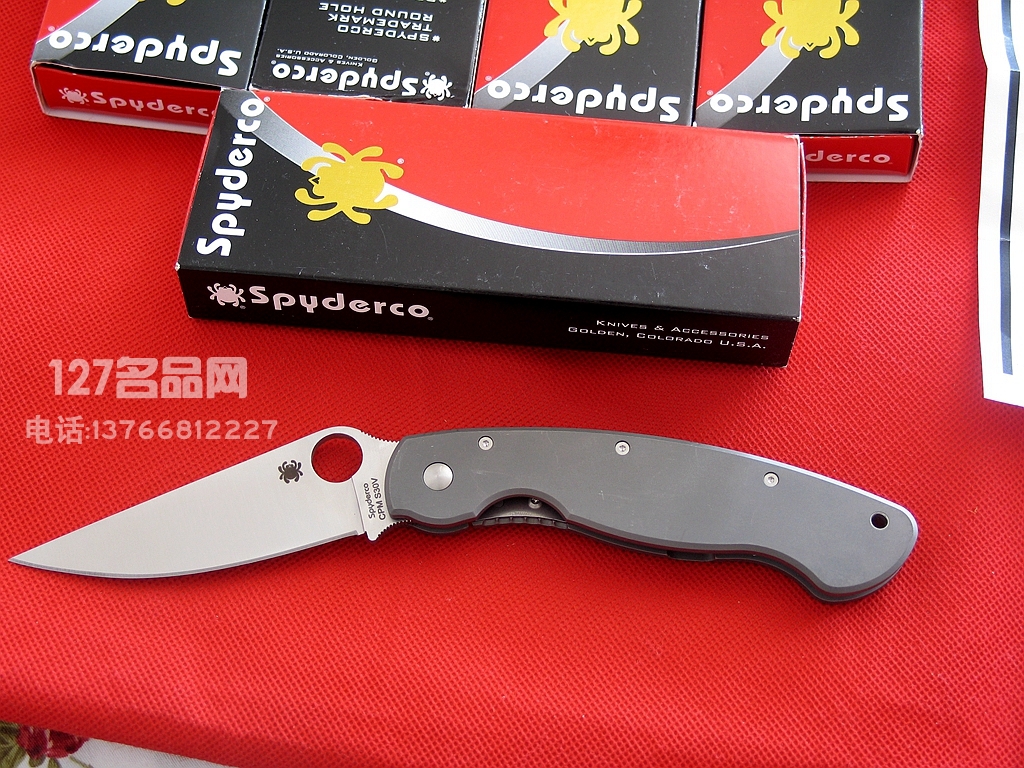 美国蜘蛛SPYDERCO C36TIP  127名刀网钛金属柄军用战术折刀