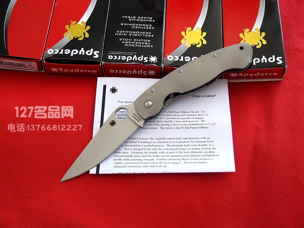 美国蜘蛛 SPYDERCO C36TIFP美军专用右手折刀 钛柄战术军刀