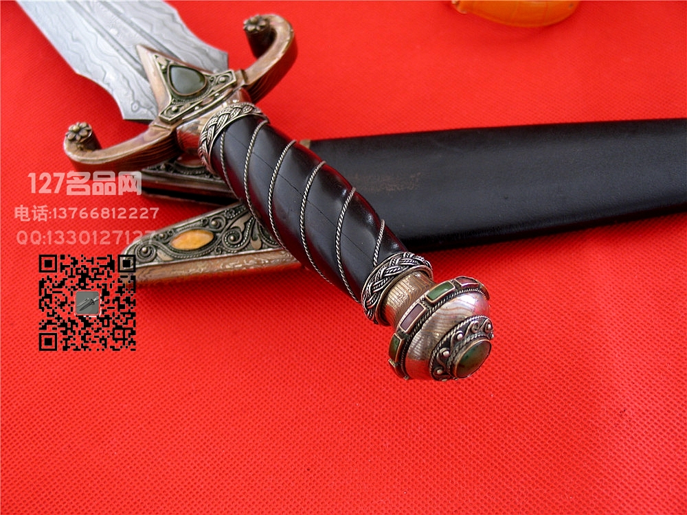美国早期手工刀匠大马士革地狱剑匕首 名剑127名网 