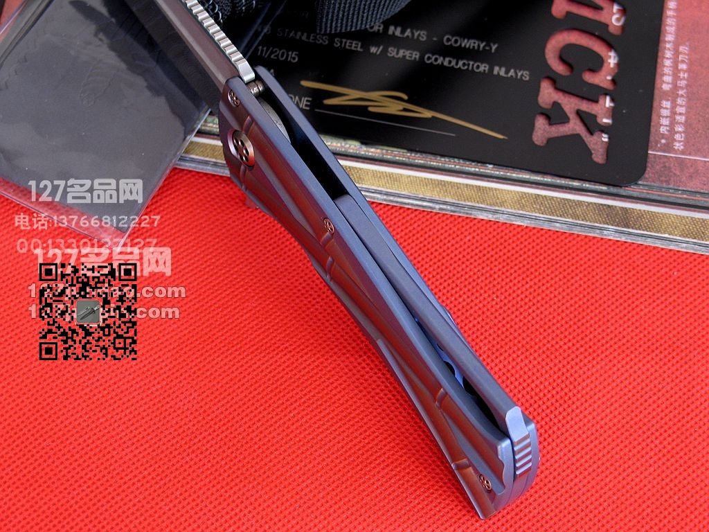 美国微技术MICROTECH终结者 双色竹节钛柄手工镜面定制版折刀 