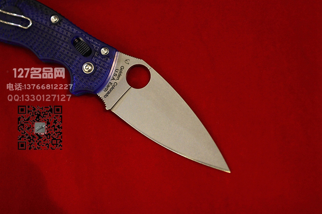 美国蜘蛛SPYDERCO C101PBL2代透明蓝柄折刀  127名刀网