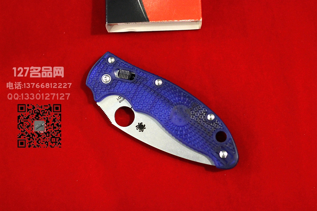 美国蜘蛛SPYDERCO C101PBL2代透明蓝柄折刀  127名刀网