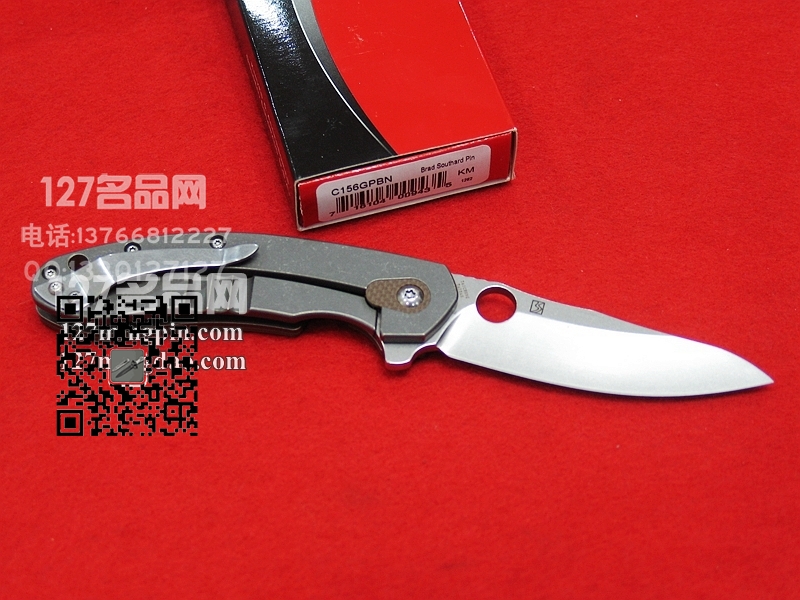 美国蜘蛛SPYDERCO C156GPBN 沙色G-10柄钛框架 石洗刃战术折刀