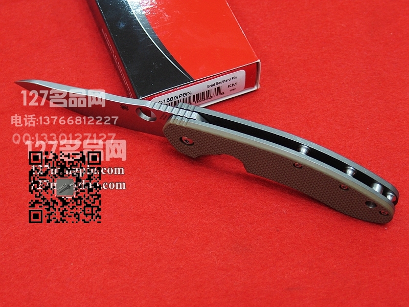 美国蜘蛛SPYDERCO C156GPBN 沙色G-10柄钛框架 石洗刃战术折刀