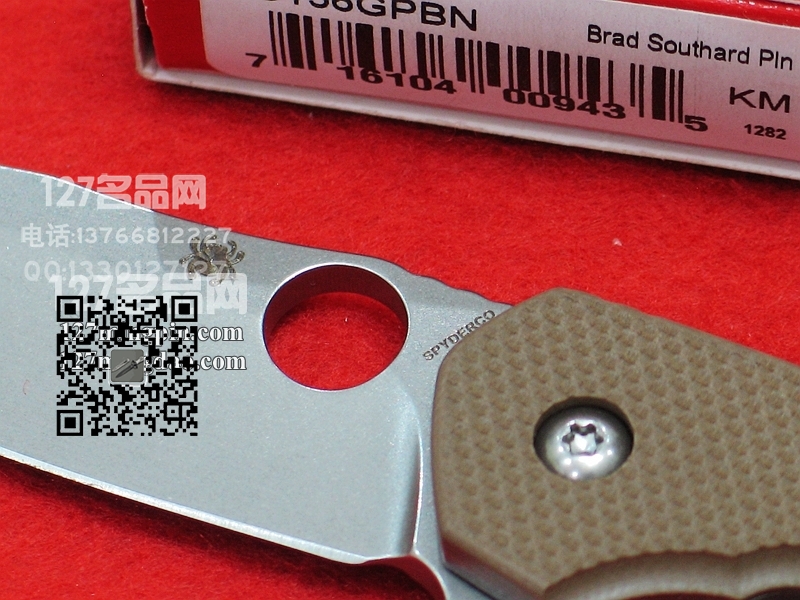 美国蜘蛛SPYDERCO C156GPBN 沙色G-10柄钛框架 石洗刃战术折刀