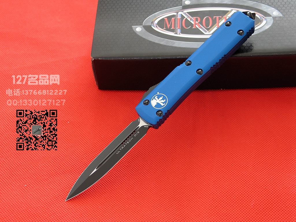 美国微技术MICROTECH122-1BL蓝色柄双刃直跳