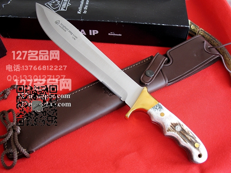 127名品网 德国彪马PUMA 810676 IP Longhorn Stag 长角鹿野战刀