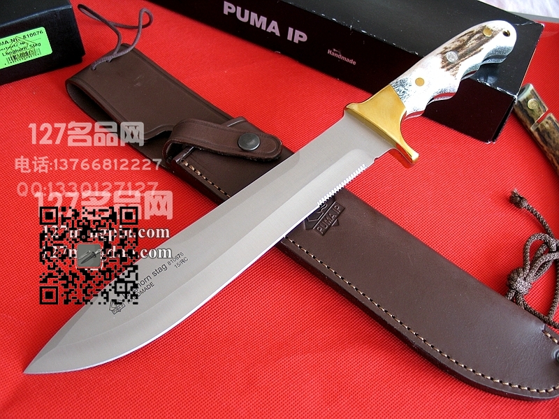 127名品网 德国彪马PUMA 810676 IP Longhorn Stag 长角鹿野战刀