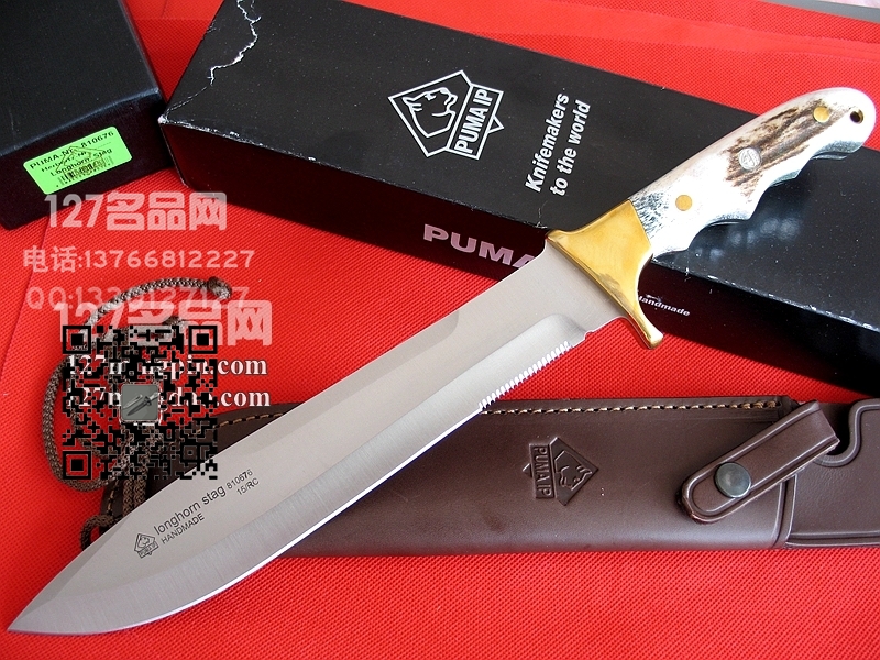 127名品网 德国彪马PUMA 810676 IP Longhorn Stag 长角鹿野战刀