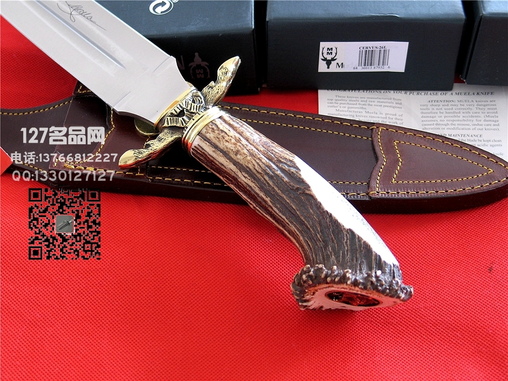 Muela西班牙鹿牌CERVUS-26L驯鹿"双刃直刀军刀猎刀127名品网