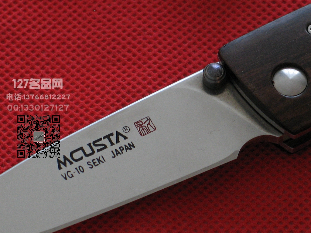 日本MCUSTA传世家徽LMC-1306千鸟限量版 檀木镶嵌鸟柄折刀