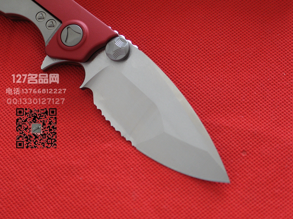 美国MICROTECH微技术153-5合作版半齿 红色柄战术折刀