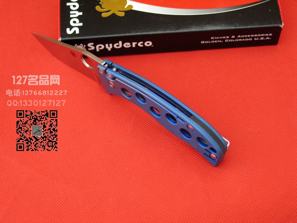 Spyderco 美国蜘蛛C192TIBLP N690钢 蓝色钛柄