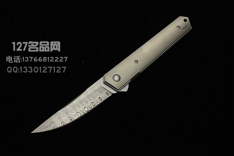 德国博克Boker Kwaiken 瑞粉大马士革快开折刀