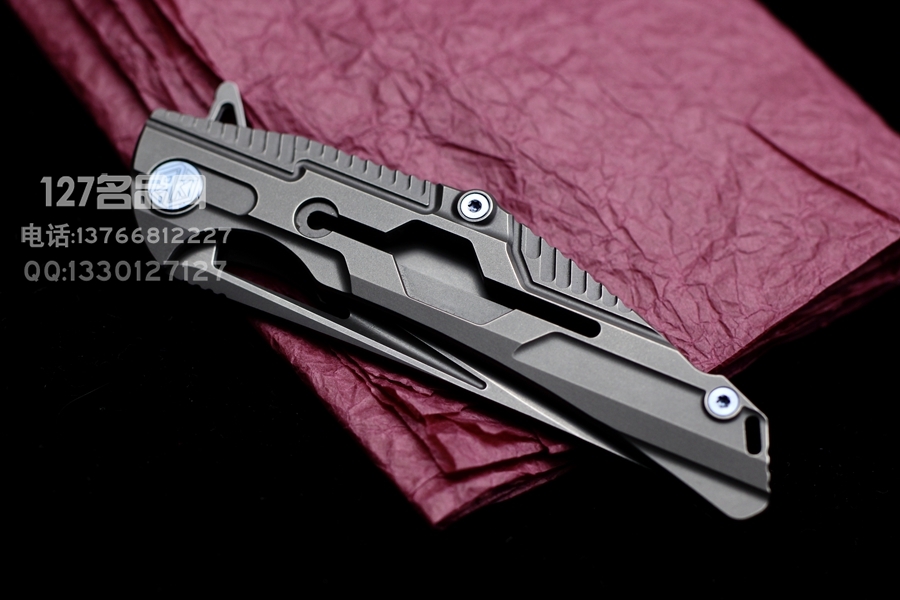 Rike Knife M2 S35VN刃材 钛合金一体框架锁 鱼鳍快开折刀