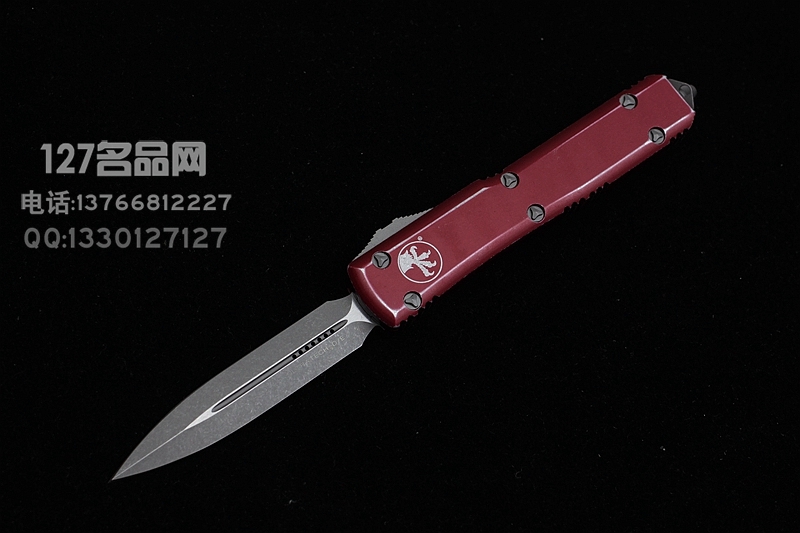 美国微技术Microtech  122-10DRD做旧天启红色柄双锋直跳