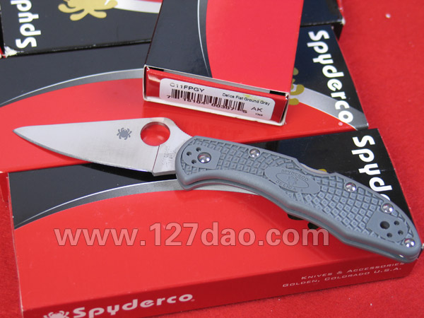 美国蜘蛛SPYDERCO C11FPGY灰色柄  127名刀网