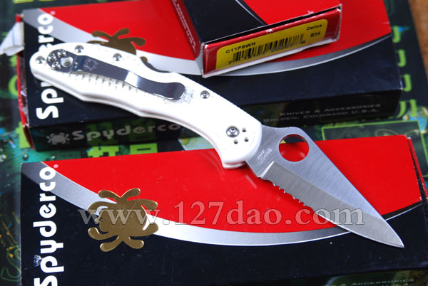 美国蜘蛛SPYDERCO   CIIPSWH平刃白柄折刀   127名刀网