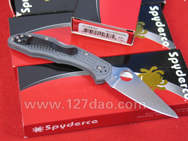 美国蜘蛛SPYDERCO C11FPGY灰色柄  127名刀网