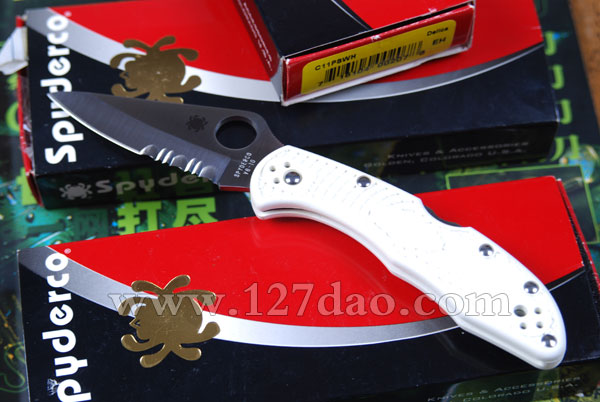 美国蜘蛛SPYDERCO   CIIPSWH平刃白柄折刀   127名刀网