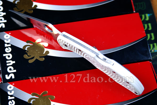 美国蜘蛛SPYDERCO   CIIPSWH平刃白柄折刀   127名刀网