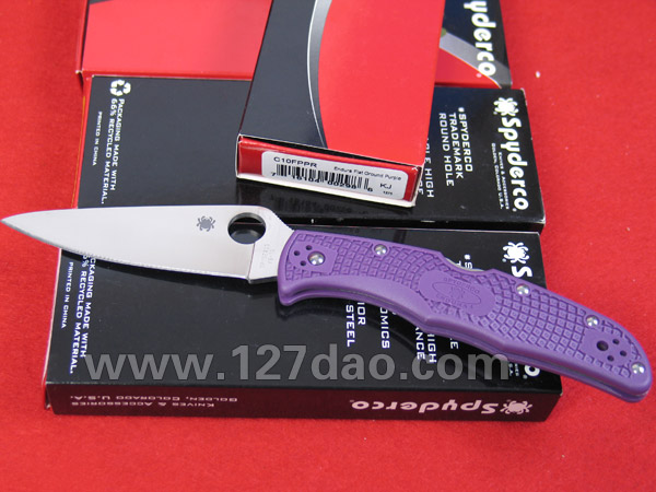 美国蜘蛛SPYDERCO  C10FPPR巅峰紫色  127名刀网