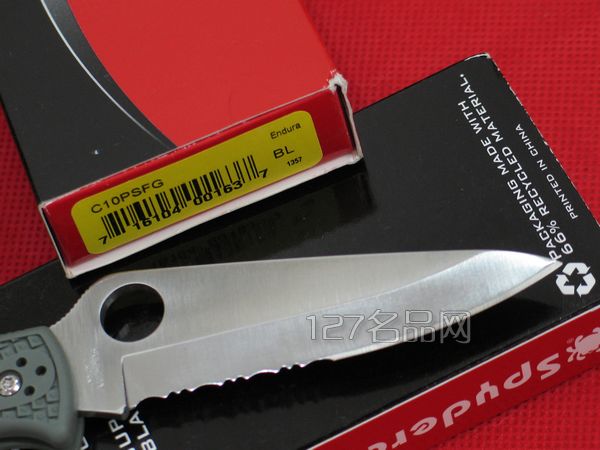 美国蜘蛛SPYDERCO  C10PSFG半齿折刀  127名刀网