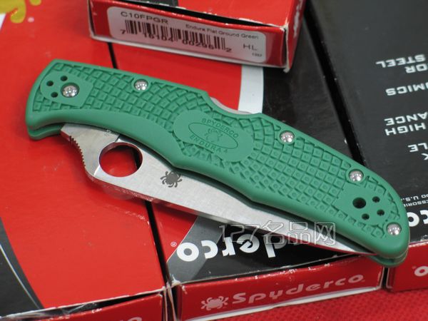美国蜘蛛SPYDERCO C10FPGR绿柄全刃折刀   127名刀网