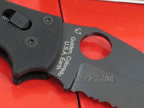 美国蜘蛛SPYDERCO C101GPSBBK2黑色半齿  127名刀网