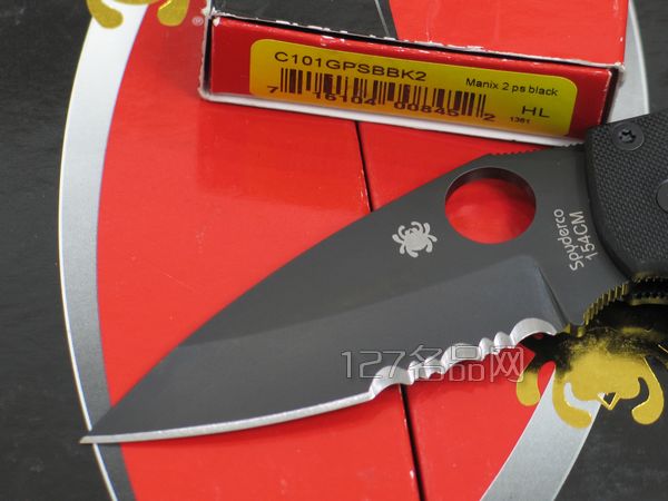 美国蜘蛛SPYDERCO C101GPSBBK2黑色半齿  127名刀网