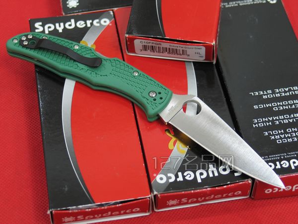 美国蜘蛛SPYDERCO C10FPGR绿柄全刃折刀   127名刀网