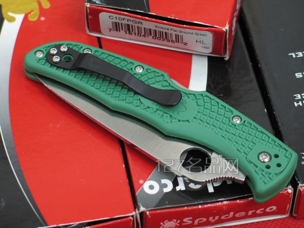 美国蜘蛛SPYDERCO C10FPGR绿柄全刃折刀   127名刀网