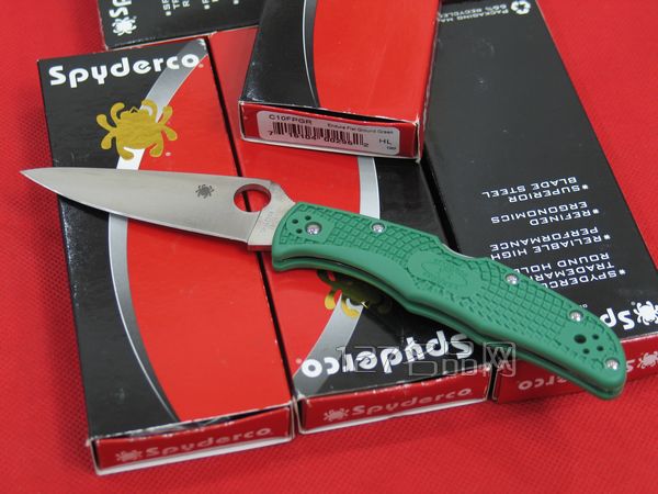 美国蜘蛛SPYDERCO C10FPGR绿柄全刃折刀   127名刀网