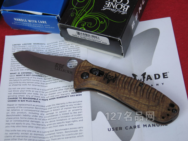 美国蝴蝶Benchmade 15030S-2核桃木柄折刀