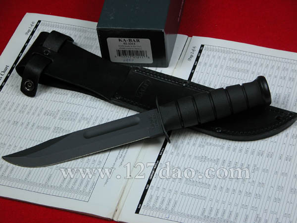 美国卡巴KA-BAR 1211黑色柄战术直刀