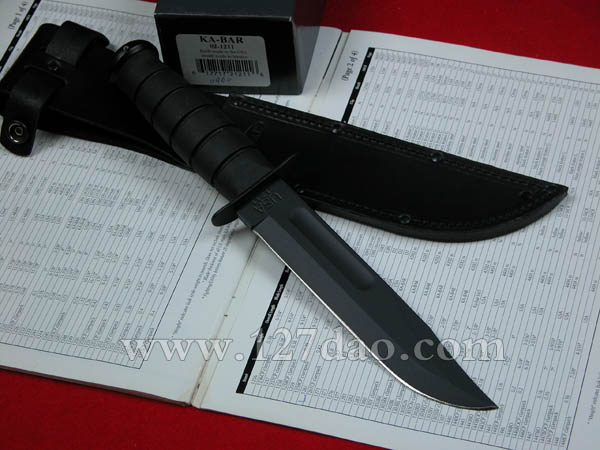 美国卡巴KA-BAR 1211黑色柄战术直刀