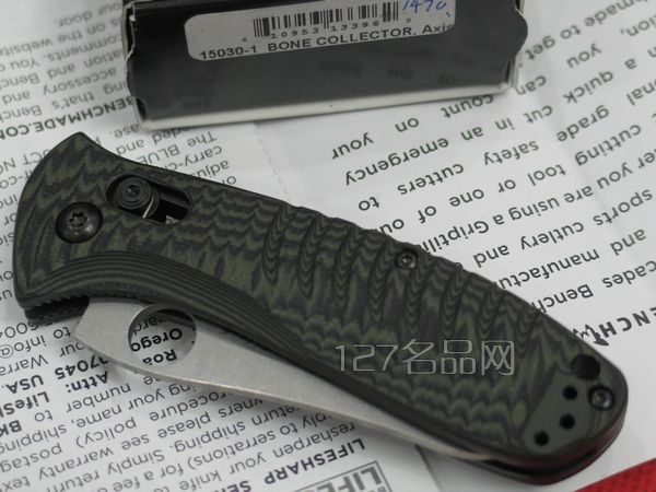 美国蝴蝶 Benchmade 15030-1集骨者墨绿色柄