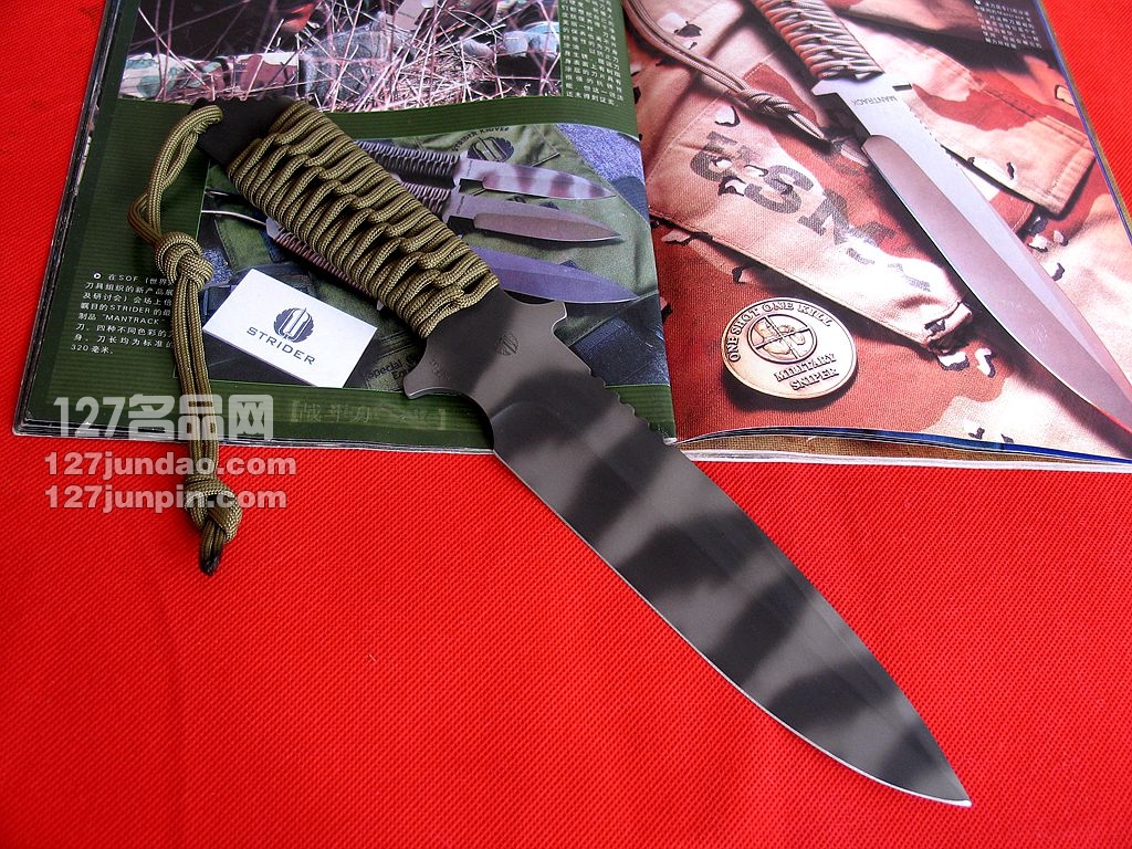 美国挺进者Strider MK1 战斗直刀 虎纹版军刀 世界名刀 127名品